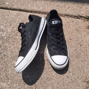 Converse Black Glitter Low Tops